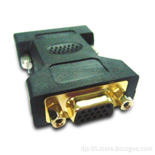 VGA F to DVI M Adapter with Gold or Nickel-plated Connector